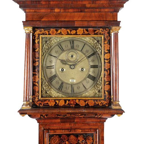 Null A WILLIAM AND MARY WALNUT AND MARQUETRY LONGCASE CLOCK BY JOSEPH WINDMILLS,&hellip;