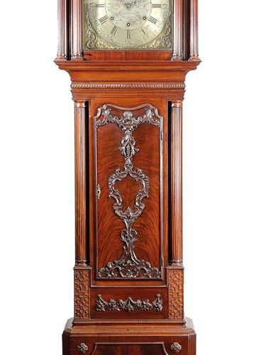 Null A MAHOGANY MUSICAL LONGCASE CLOCK BY J. HEYWOOD, NORTHWICH the brass three &hellip;