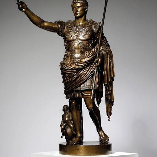 Null 普里马波尔塔奥古斯都的意大利青铜大巡游雕像，由BENEDETTO BOSCHETTI铸造，19世纪中叶 奥古斯都以adlocutio的姿势出现，身着军&hellip;