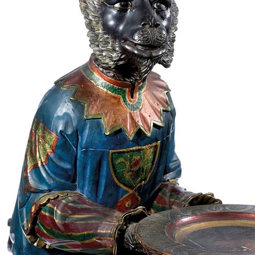 Null A PAIR OF ITALIAN CARVED AND PAINTED MONKEY WAITERS VENETIAN, MID-19TH CENT&hellip;