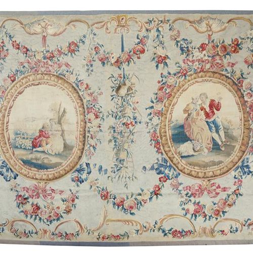 Null A FRENCH LOUIS XVI AUBUSSON TAPESTRY LATE 18TH CENTURY worked with a pair o&hellip;