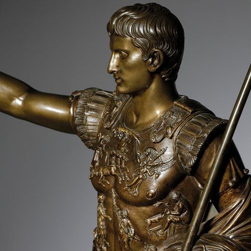 Null 普里马波尔塔奥古斯都的意大利青铜大巡游雕像，由BENEDETTO BOSCHETTI铸造，19世纪中叶 奥古斯都以adlocutio的姿势出现，身着军&hellip;