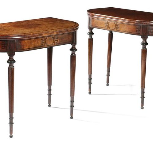 Null A PAIR OF REGENCY MAHOGANY TEA TABLES IN THE MANNER OF GILLOWS, C.1820 inla&hellip;