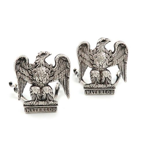 Null A pair of Scottish Regimental silver menu card holders, The 2nd Dragoons, (&hellip;