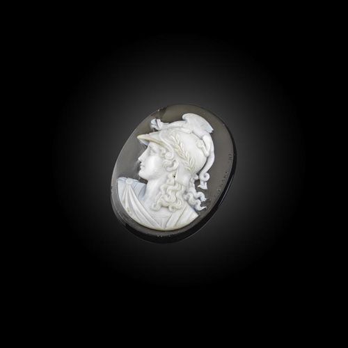 Null Filippo Tignani, camée en onyx, 1870, pierre à bandes noires et blanches fi&hellip;