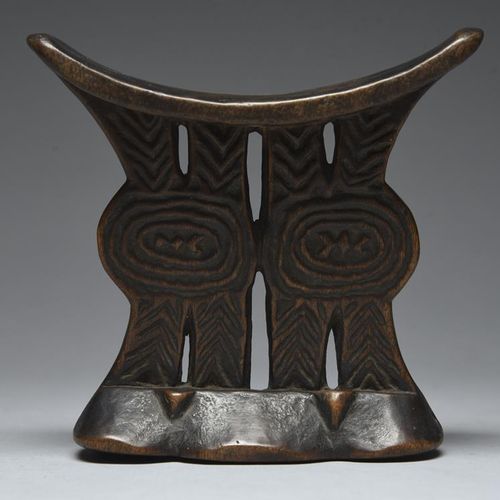 Null A Shona headrest Zimbabwe with radiating and chevron linear carving to the &hellip;