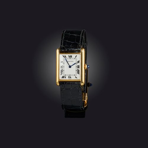 Null Cartier, orologio da polso "Tank Louis Cartier" in oro, anni '80, quadrante&hellip;