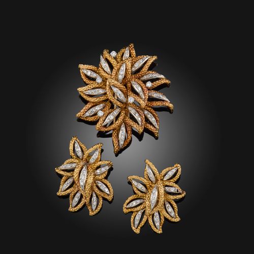 Null Vourakis, une demi-parure en or et diamants, comprenant une grande broche f&hellip;
