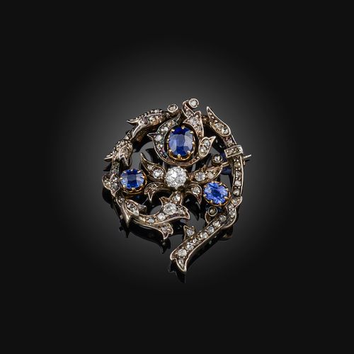 Null Broche victorienne en saphir et diamant, fin du 19e siècle, conçue comme un&hellip;