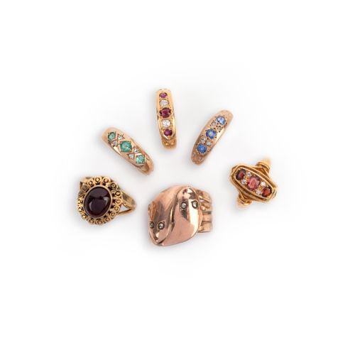 Null Six gem-set rings, comprising: a 9ct wide band designed as entwined snakes,&hellip;