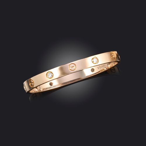 Null Cartier, Diamant-Armreif 'LOVE', besetzt mit vier runden Brillanten in Gelb&hellip;