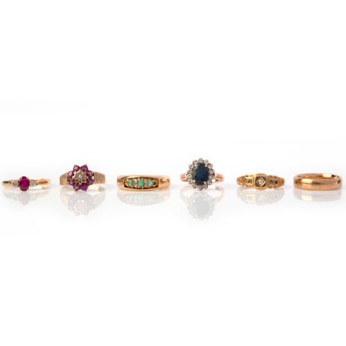 Null Six gold and gem-set rings, comprising: a 15ct gold ring set with step-cut &hellip;