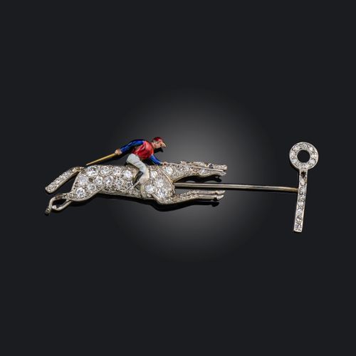 Null Épingle à jabot du début du XXe siècle représentant un cheval et un jockey &hellip;