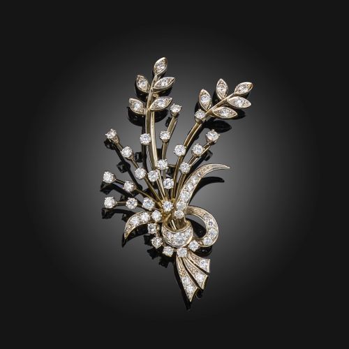 Null Birks, broche en diamant, conçue comme une gerbe florale, sertie de diamant&hellip;