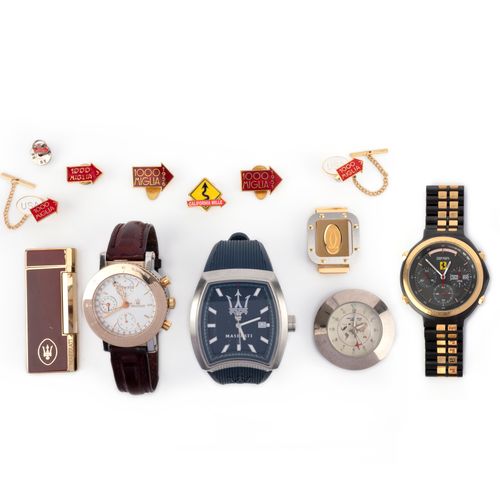Null Eine Sammlung von Uhren und Zubehör, bestehend aus: einer Maserati Time Arm&hellip;