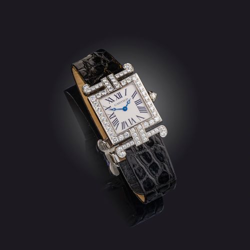 Null Cartier, rare montre-bracelet de dame en platine et diamants, réf. 3463, ca&hellip;