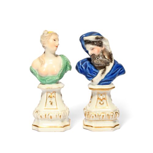 Null Paire de bustes miniatures de Meissen emblématiques du printemps et de l'hi&hellip;