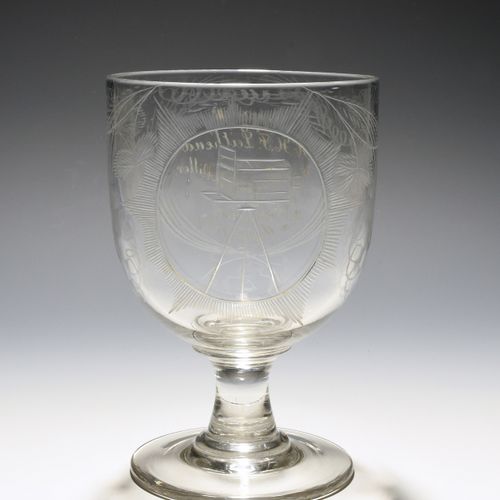 Null A large glass rummer of photographic interest, dated 1857, engraved with a &hellip;