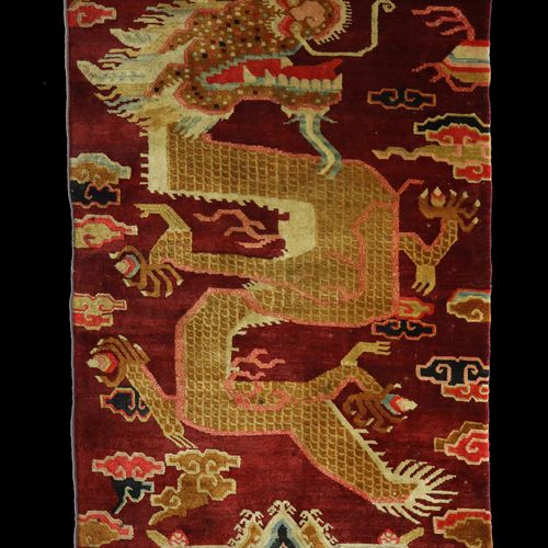 Tapis - Tibet (1900-1920) Tapis épais en laine tissé et noué main au Tibet à déc&hellip;
