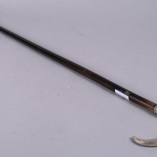 Canne Jugendstil à poignée en bec de corbin Jugendstil 手杖，银质（800）corbin 手柄，带植物图案&hellip;