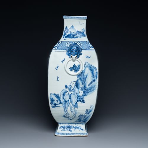 A large Chinese blue and white 'Seven Sages of the Bamboo Grove' vase, Qianlong &hellip;