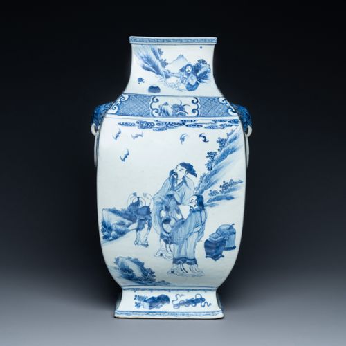 A large Chinese blue and white 'Seven Sages of the Bamboo Grove' vase, Qianlong &hellip;