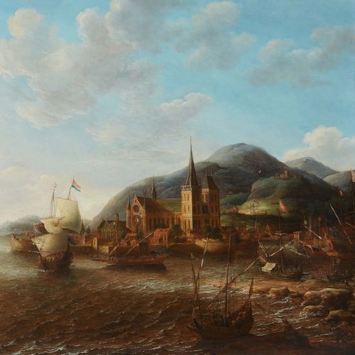 JAN ABRAHAMSZ BEERSTRATEN (AMSTERDAM 1622 1666) Navires hollandais près d'une vi&hellip;