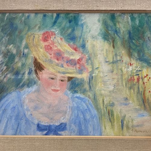 Portrait de femme au chapeau 
Huile sur toile, portant une signature A.RENOIR en&hellip;