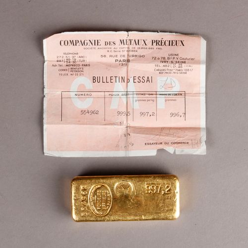 Null LINGOT d'oro di 997,4 g numero 554962, contenuto d'oro 997,2 g.
Certificato&hellip;