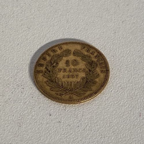 1 pièce 10 FF Francs Français or Napoleon III Empereur tête nue 1857 PB : 6,45 g&hellip;