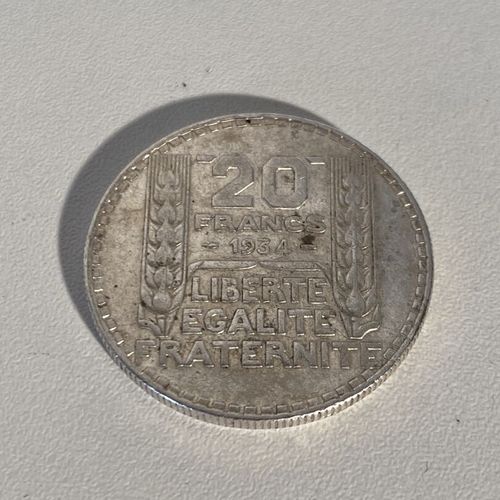 1 pièce 20 FF Francs Français en argent 1934 Mise à prix : 10 euros Envoi postal&hellip;
