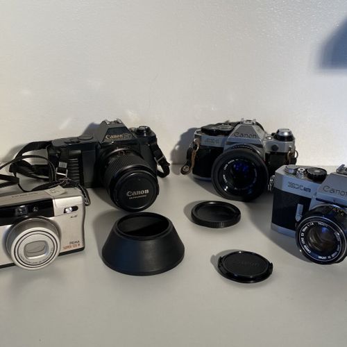 Un lot d'appareils photo CANON T50 (1,8/50) AE1 (2,8/35) Prima super 135N Ex aut&hellip;