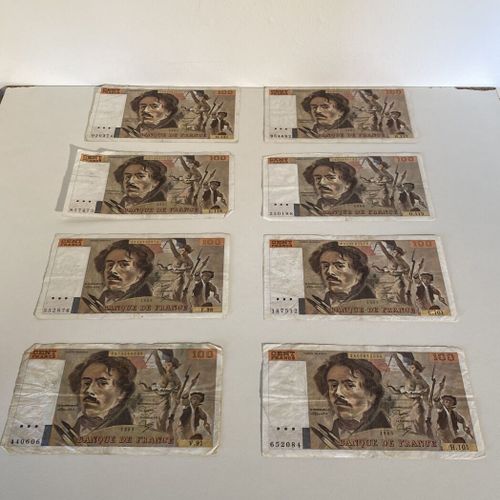 Huit billets de 100 Francs BANQUE DE FRANCE datée de 1986,1986 et 1987 Mise à pr&hellip;