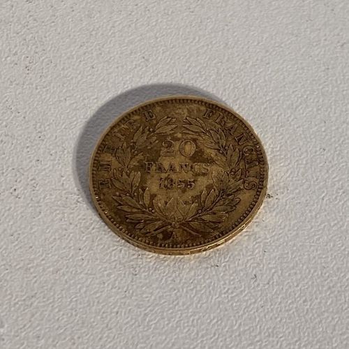1 pièce 20 FF Francs Français or Napoleon III Empereur tête nue 1855 PB : 6,45 g&hellip;