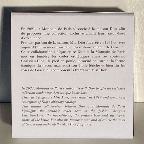 Une pièce de 50 euros en or BE 2021 DIOR MONNAIE DE PARIS signé Marc Schwartz D &hellip;