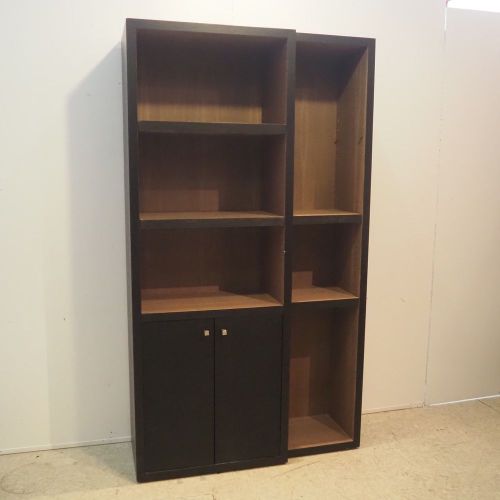 Null Bookcase circa 2000: Ash-veneered chipboard, 2 doors, 6 compartments, H: 21&hellip;