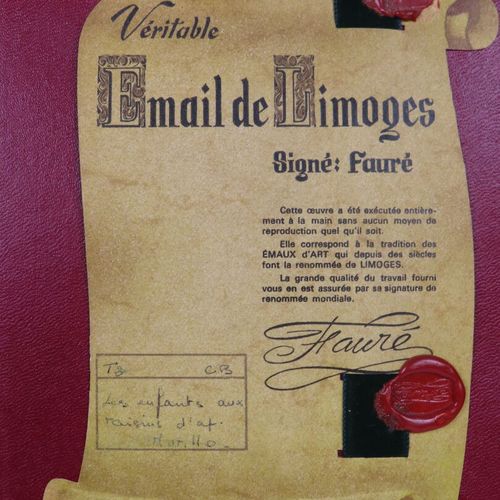 Null Ateliers Fauré à Limoges. D'après MURILLO "les enfants aux raisins", émail &hellip;