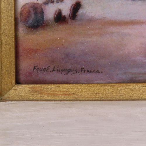 Null Talleres Fauré de Limoges. "Patinadores", esmalte sobre cobre, firmado abaj&hellip;