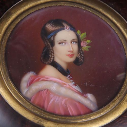 Null Lot de deux miniatures à la gouache : 
- "Portrait de Lady Erskine", gouach&hellip;