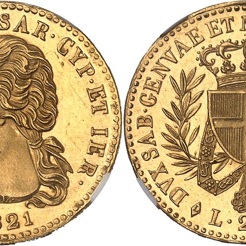 ITALIE Savoie-Sardaigne, Victor-Emmanuel Ier (1814-1821). 20 lire, variété avec &hellip;