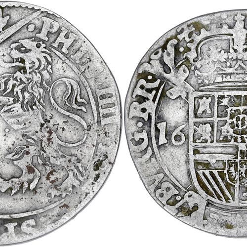Null 比利时
布拉班特（公国），菲利普四世（1621-1665）。埃斯卡林1641年，安特卫普。HV.648.AN; 银 - 4,88 g - 30 mm &hellip;
