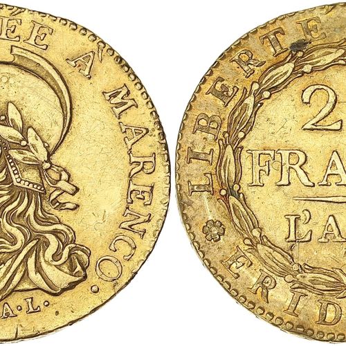 Null ITALIE
Gaule subalpine (1800-1802). 20 francs Marengo An 9 (1801), Turin. D&hellip;