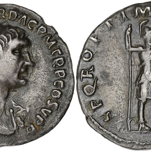 Null 罗马帝国
特拉扬（98-117）。德纳留斯104，罗马。RIC.202; 银 - 3,15 g - 17,5 mm - 6 h
灰色铜锈。TTB.