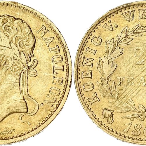 Null 德国
威斯特法伦，杰罗姆-拿破仑（1807-1813）。20法郎黄金1809，J，巴黎。Fr.3517; 金 - 6,36 g - 21 mm - 1&hellip;
