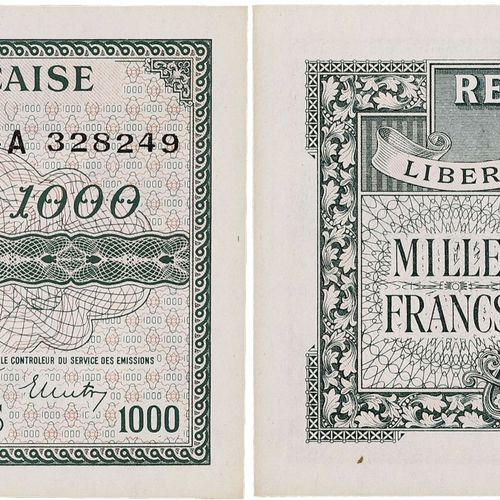 Null 法国
1945年1000法郎的玛丽安型。P.107 - VF.12.01.
新的。