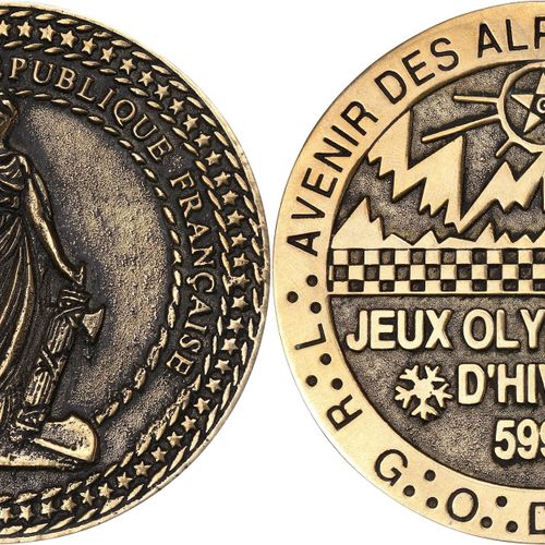 Null 法国
第五共和国（1958年至今）。共济会奖章，Avenir des Alpes Orient d'Albertville，冬季奥运会ND。青铜 - &hellip;