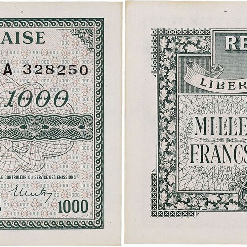 Null 法国
1945年1000法郎的玛丽安型。P.107 - VF.12.01.
新的。