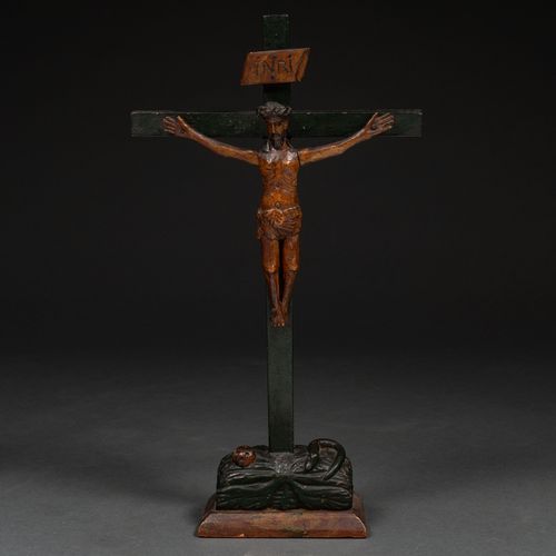 Null "Cristo Crucificado" (Christ crucifié) Groupe sculptural en bois sculpté et&hellip;