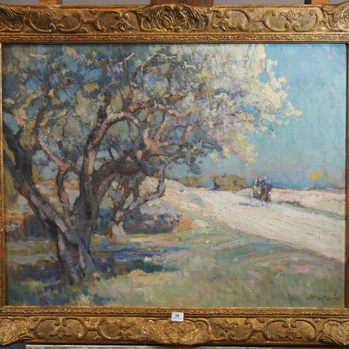 Null 
28- Louis AGRICOL MONTAGNE

''Attelage sur le chemin''

Huile sur toile si&hellip;