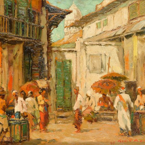 Null 杰拉德-皮特-阿道夫斯(1898-1968)

街头小贩》，右下角签名，布面油画。

H.40厘米。宽50厘米。